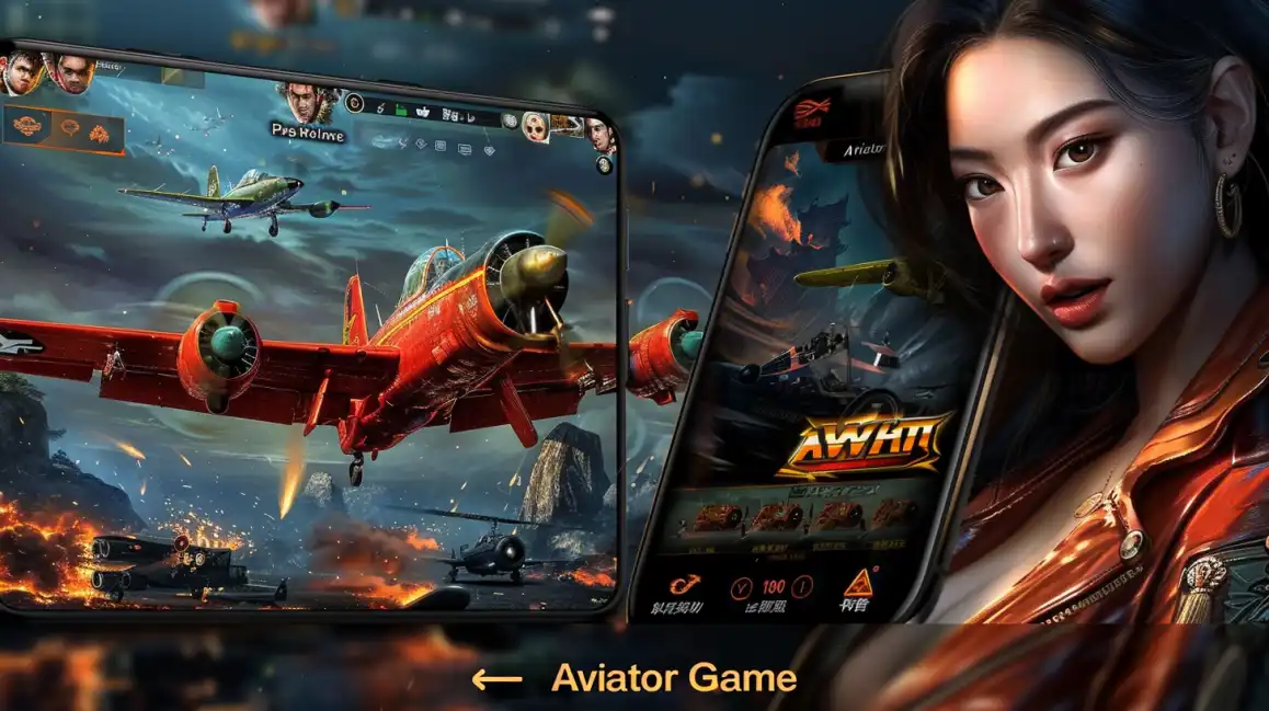 A stylish female pilot character presents the popular Aviator crash game on the Jeet Up platform, which is displayed on mobile and tablet screens with exciting airplane action.