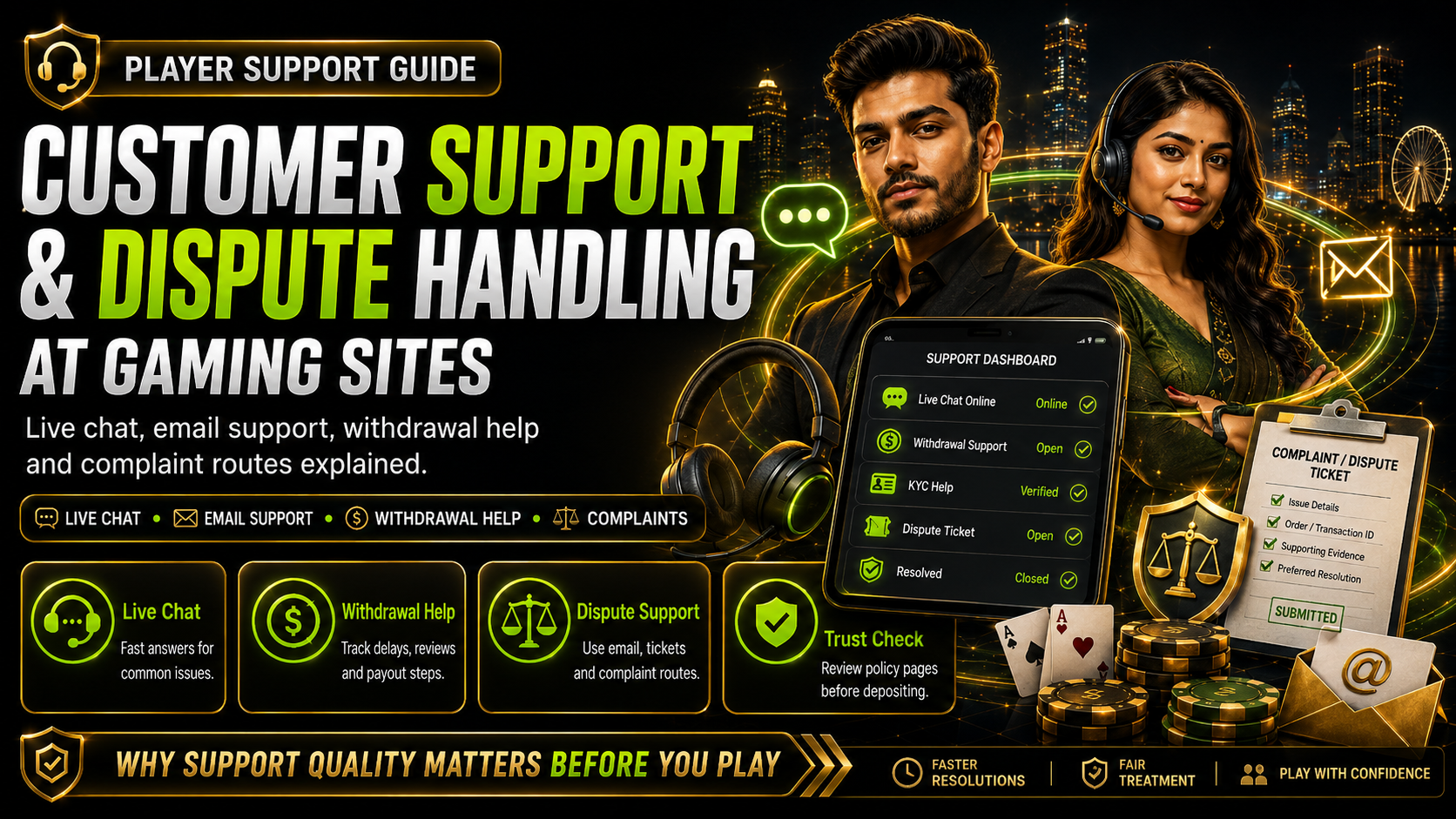 Customer support and dispute handling at gaming sites