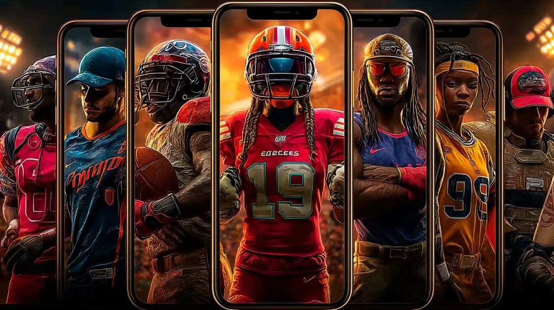 A powerful soccer player strikes the ball with fiery energy, illustrating the intense and exciting football betting opportunities available on the Jeet Up sports app.